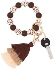 Silicone Bead Keychain Bracelet,Key Ring Bracelet Wristlet Keychains for Coffee