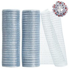 Silver Decorative Mesh Ribbon Rolls 10" x 10 Yards Wreath Supplies 2-Pack