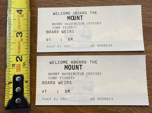 (2) Boletos de crucero vintage Mount Washington 2002 Laconia New Hampshire NH P4a - Imagen 7 de 8