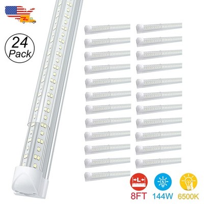 24Pack 8Ft Led Shop Lights Fixture 144W T8 Integrate 8Ft Led Tube Plug in and Pl