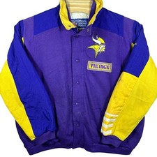 VINTAGE 90s Minnesota Vikings Jacket Mens XL Purple Yellow Quilted NFL Varsity