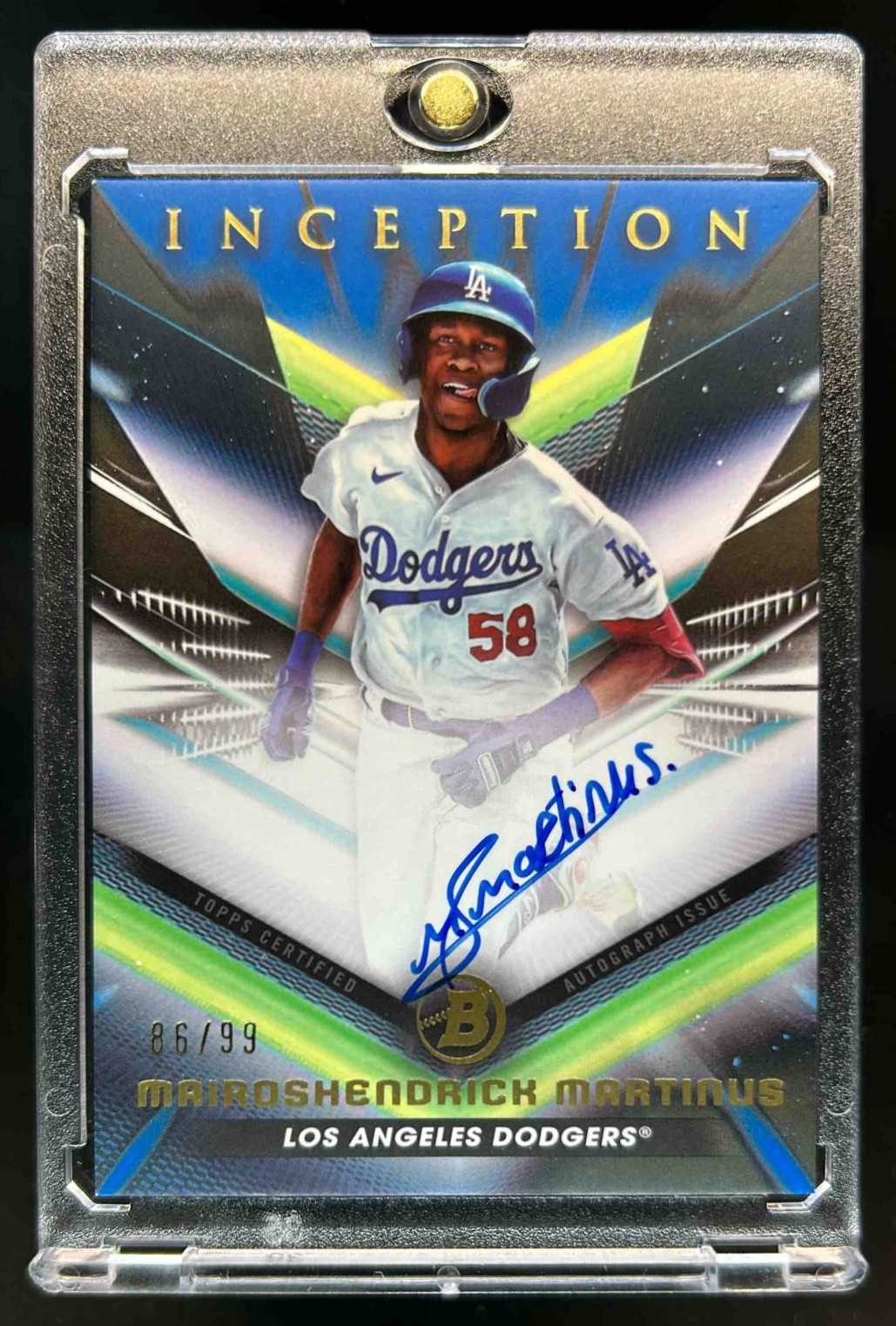 2023 Bowman Inception Mairoshendrick Martinus Auto Blue Foil #86/99 Dodgers