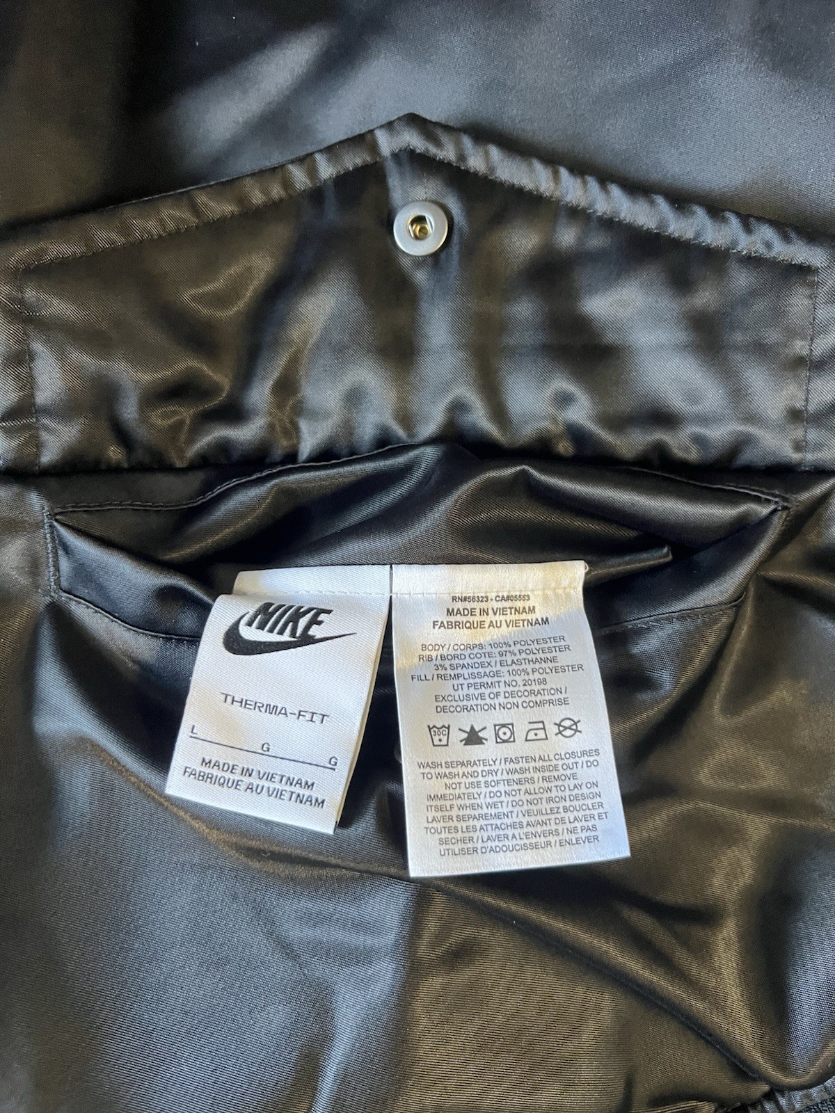 Nike Therma-fit Reversible Bomber Jacket Size Large Unisex NWT Black & Gray Bagy image 5