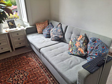 IKEA Green Fabric Sofa with Cushions, Contemporary/Modern 220x90x90cm
