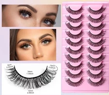 10 Pairs False Eyelashes Natural Extension Black Makeup 3D Soft Mink  Lashes