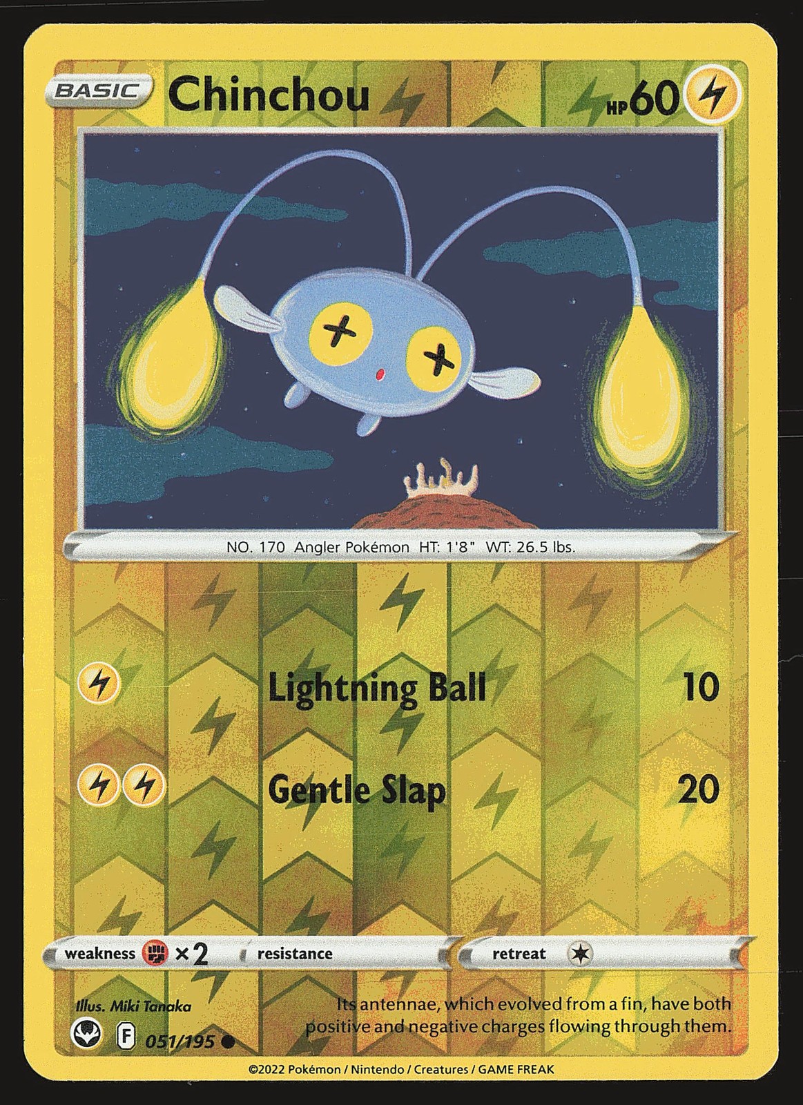 SWSH12: Silver Tempest Chinchou #051/195 Reverse Holo Pokemon Card