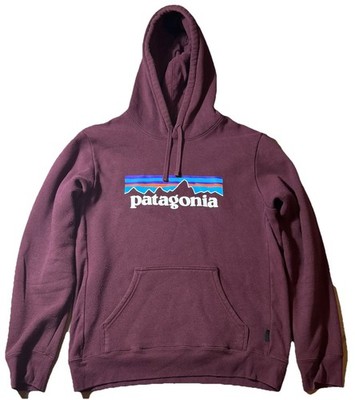 Patagonia Uprise Logo Hoodie Men s Small Maroon Regular Fit Sweatshirt Burgundy