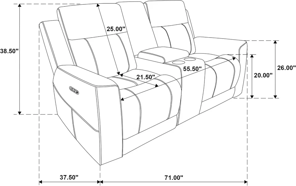 Muebles para el hogar Coaster - Kennett - Metal - Loveseat reclinable eléctrico con doble Foto 3 de 4
