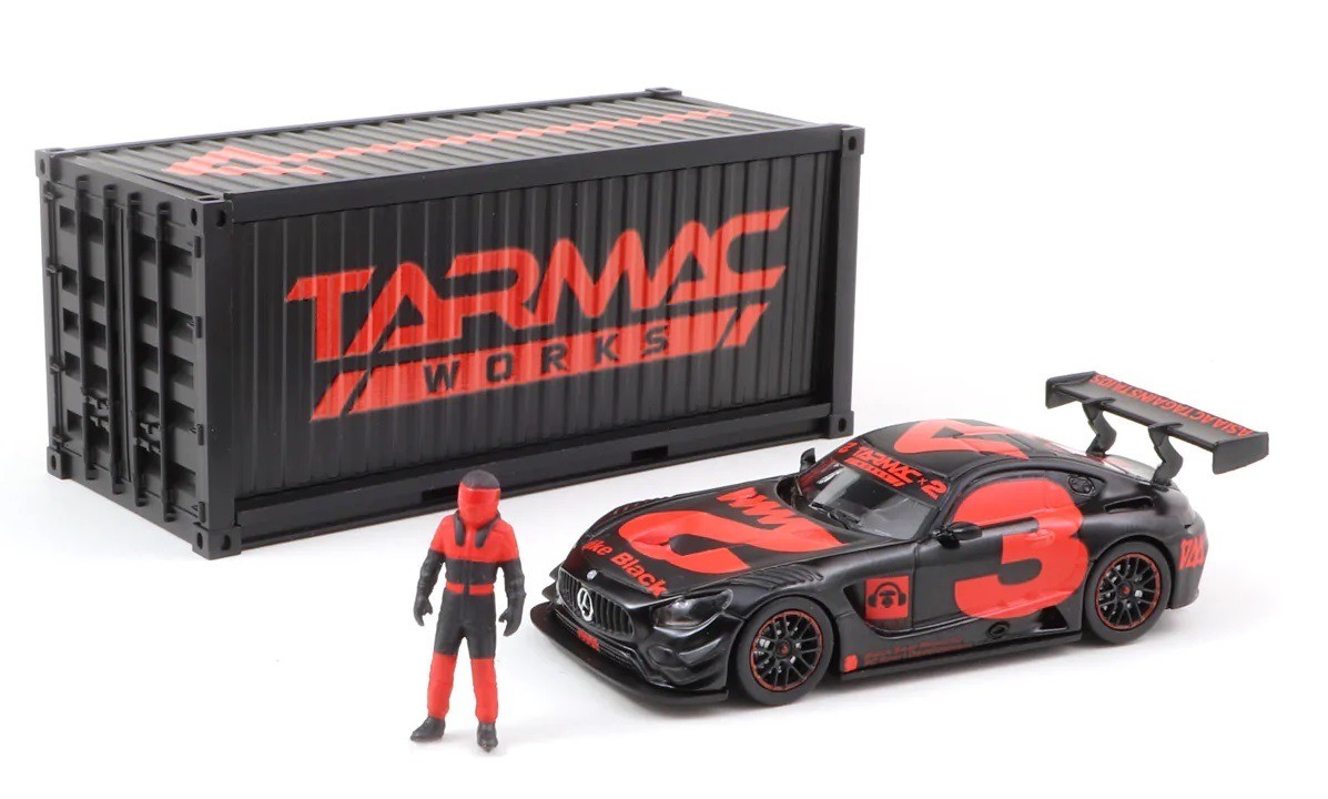 MERCEDES AMG GT3 #3 2018 Tarmac 1/64 voiture miniature rouge noir avec figurine