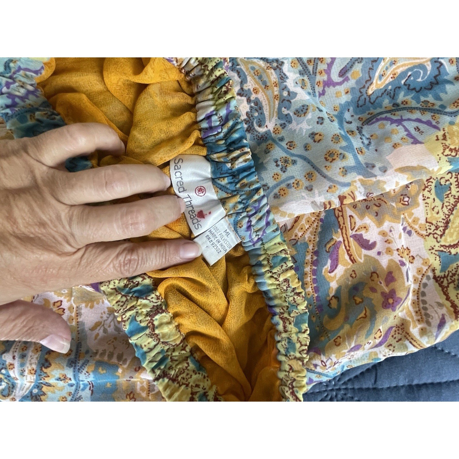 Sacred Threads Mixed Media Patchwork Pull-On Wide… - image 5