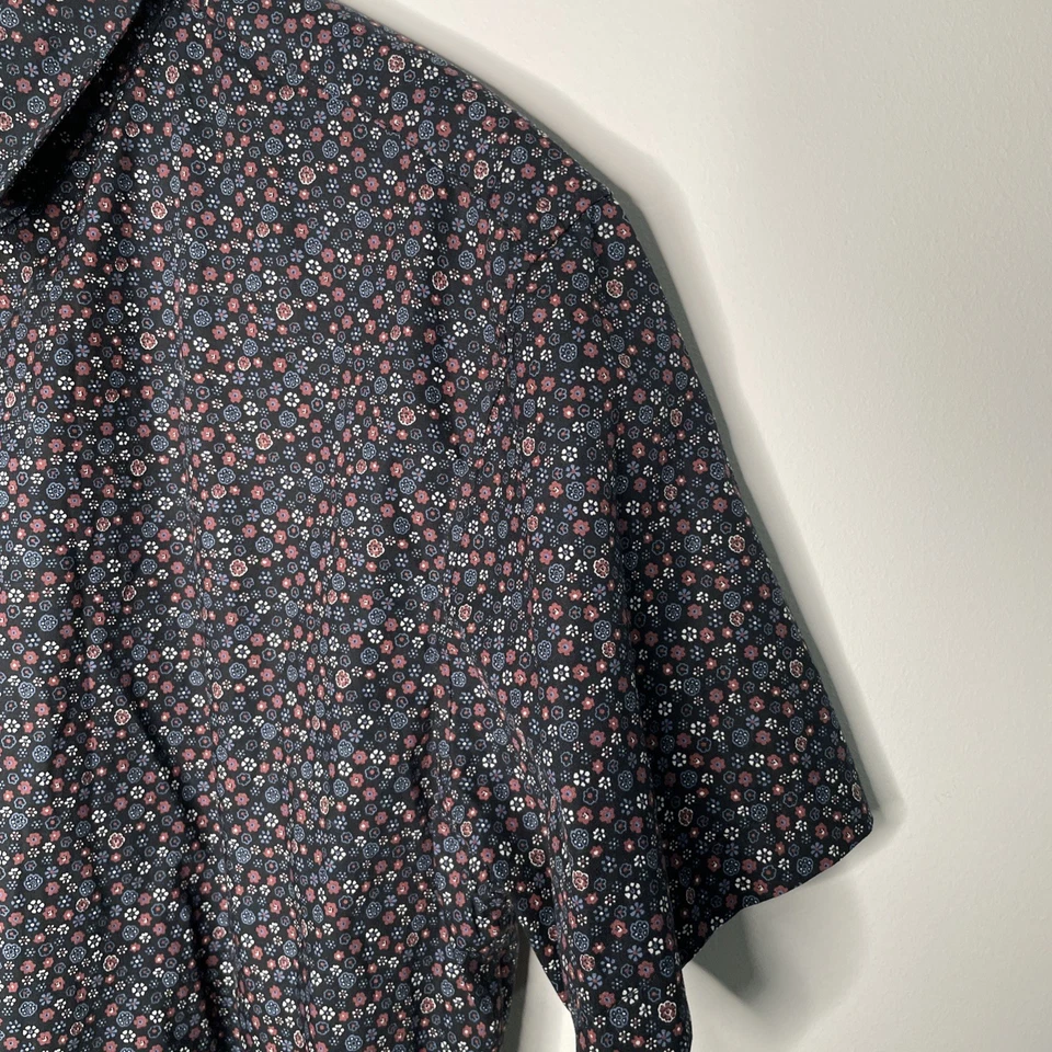 Jonathan Adams Men's Black Floral Print Short Sleeve Button Up Shirt Size XL - image 4 of 4