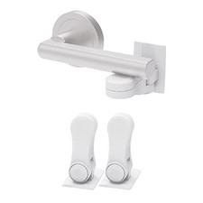 2 Pack Child Proof Door Lever Locks, Minimalist Design with 3M Adhesive