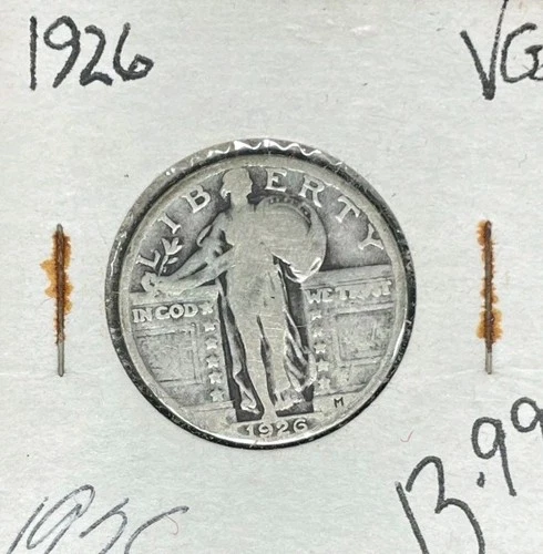 1926 STANDING LIBERTY SILVER QUARTER ~ VG ~NICE COIN~