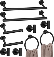 10-Pieces Matte Black Bathroom Accessories Set,Towel Racks for Bathroom Wall.