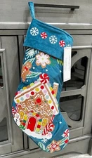 NEW 22" CUPCAKES🧁 & CASHMERE BLUE VELVET GINGERBREAD HOUSE CHRISTMAS🎄STOCKING