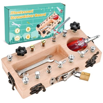 Montessori Screwdriver Board Set with Lock and Key, Montessori Toys for 3 4 5...