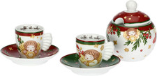 - Set 2 Tazzine Espresso E Zuccheriera in Porcellana Sorprese Di Natale