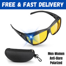 Polarized Night Driving Glasses Anti Glare Vision Fit Over for Men Women