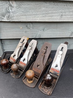 4 Stück Vintage Holzhobel Stanley Bailey No.4 No.5 Record No.4-1/2 Restposten Werkzeug