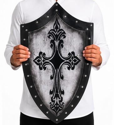 Mittelalterlicher Ritter Schild 27x17 Zoll Holz Fantasy Rüstung Dekor Cosplay LARP Geschenk Neu