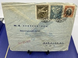 1939 Chile Overprint Airmail Valparaiso to New York, N.Y.
