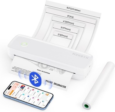 MUNBYN ITP04 Mobiler A4 Thermodrucker Bluetooth Printer Reise-Drucker Weiß #07