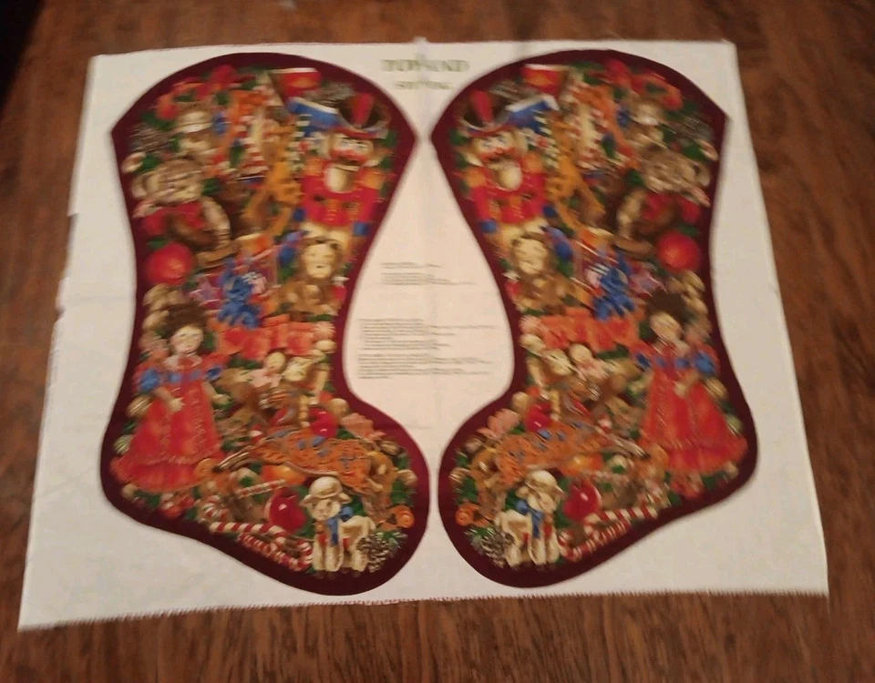Vtg Cranston 36” JUMBO Toyland Christmas STOCKING Cut Sew Fabric Panel Messmore - Image 2 of 4