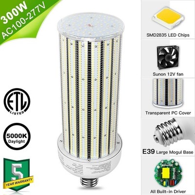 300W Industrial LED Corn Light Bulb,E39 Mogul Base Warehouse Lighting UL Listed