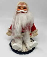 Vintage Christmas Sitting Santa Claus Doll Figure Rubber Face White Boots