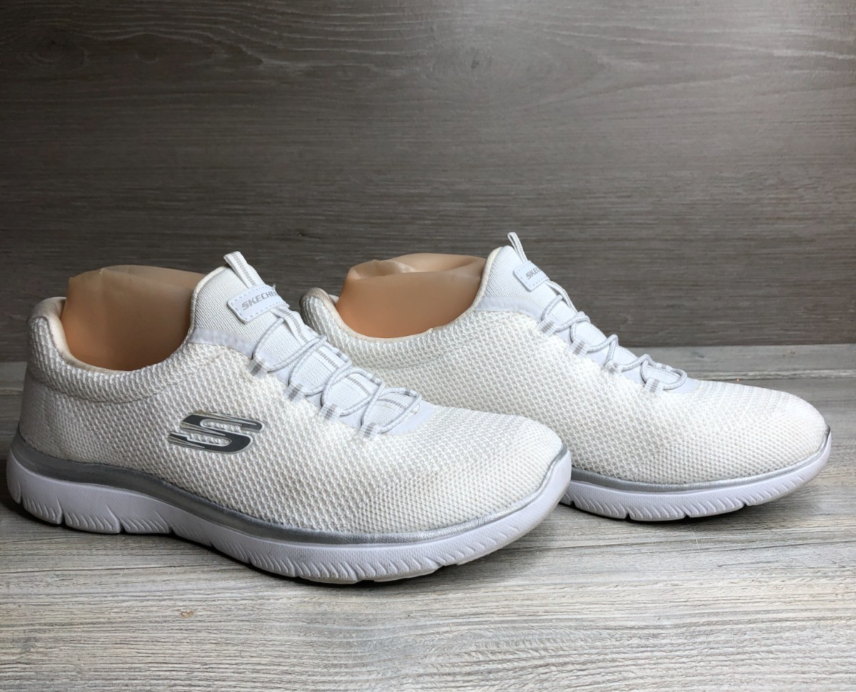 yuu！ Skechers Summits Cool Classic Slip-On 149206 White Silver Women's