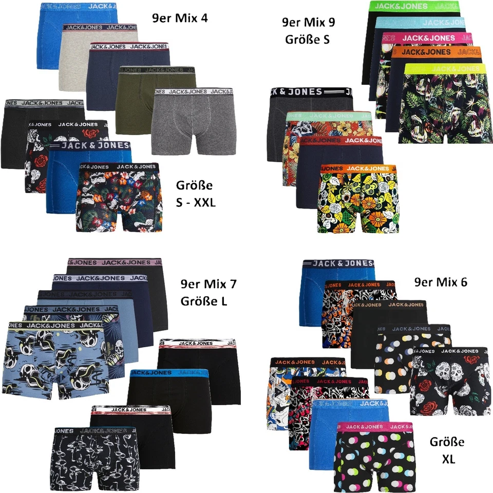 Jack Jones Boxershorts Herren 9er Multipack Trunks Unterhose Vorteilspack S-XXL - Bild 1 von 1