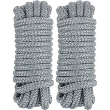 Dock Lines 20' x 1/2" Double Braided Marine Mooring x 20', Grey 2 Pk
