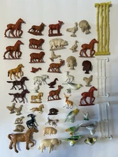 Vtg Bergen Toy & Nov Auburn Red Rubber Farm Animals Horses Sheep Turkey Mega Lot