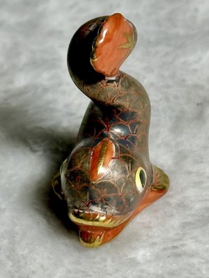 Herend Gedele Dolphin/Koi Fish Tiny Figurine Orange Gold Brown