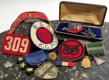 Vintage 1930s BSA Eagle Scout 925 Sterling Badge w/ Case Troop 309 Pins Patches