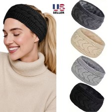 Winter Warm Ear Warmer Knit Thermal Braid Headband Stretch Ear Cover For Women