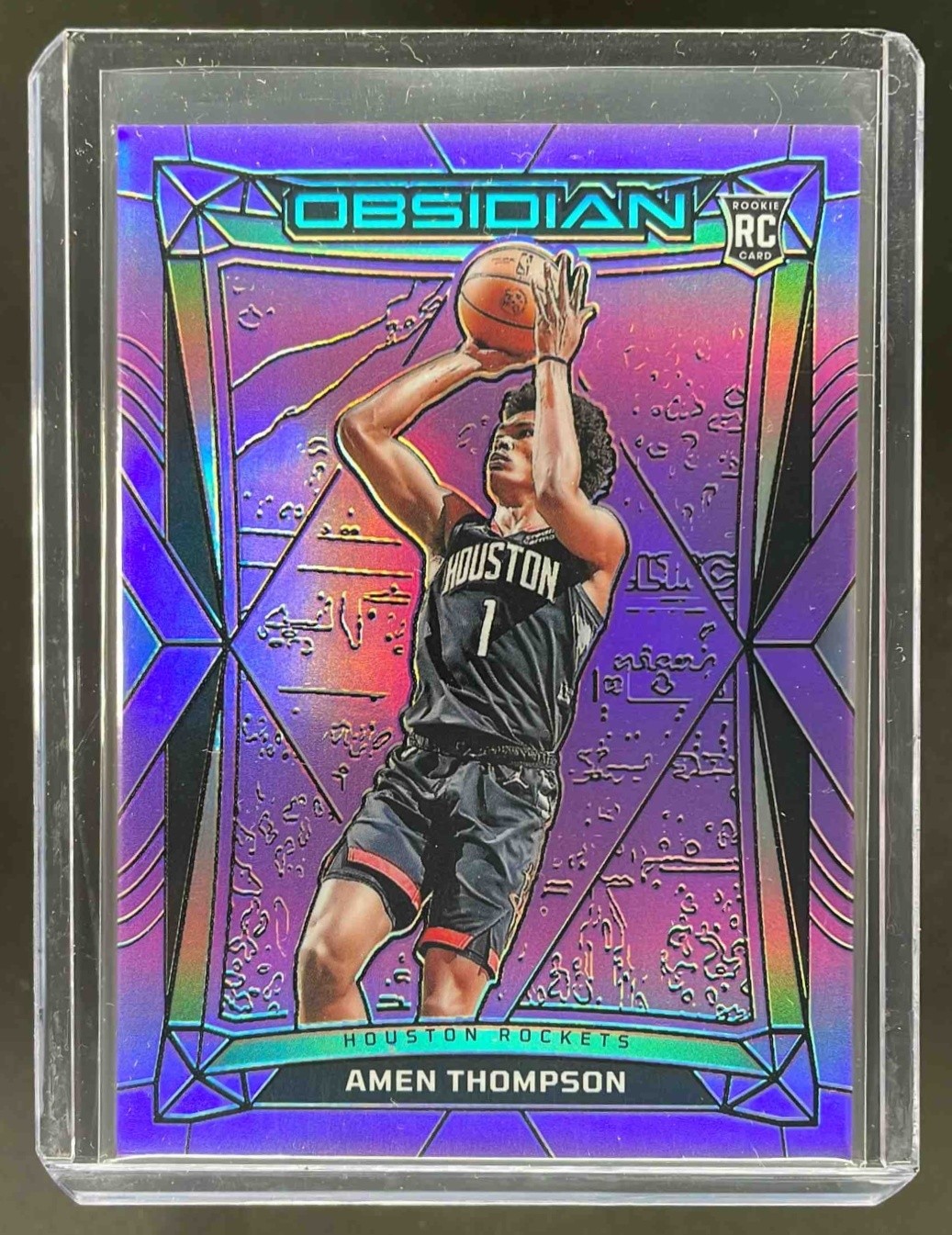 2023-24 Obsidian Amen Thompson RC Electric Etch Purple Flood #5/49 Rockets