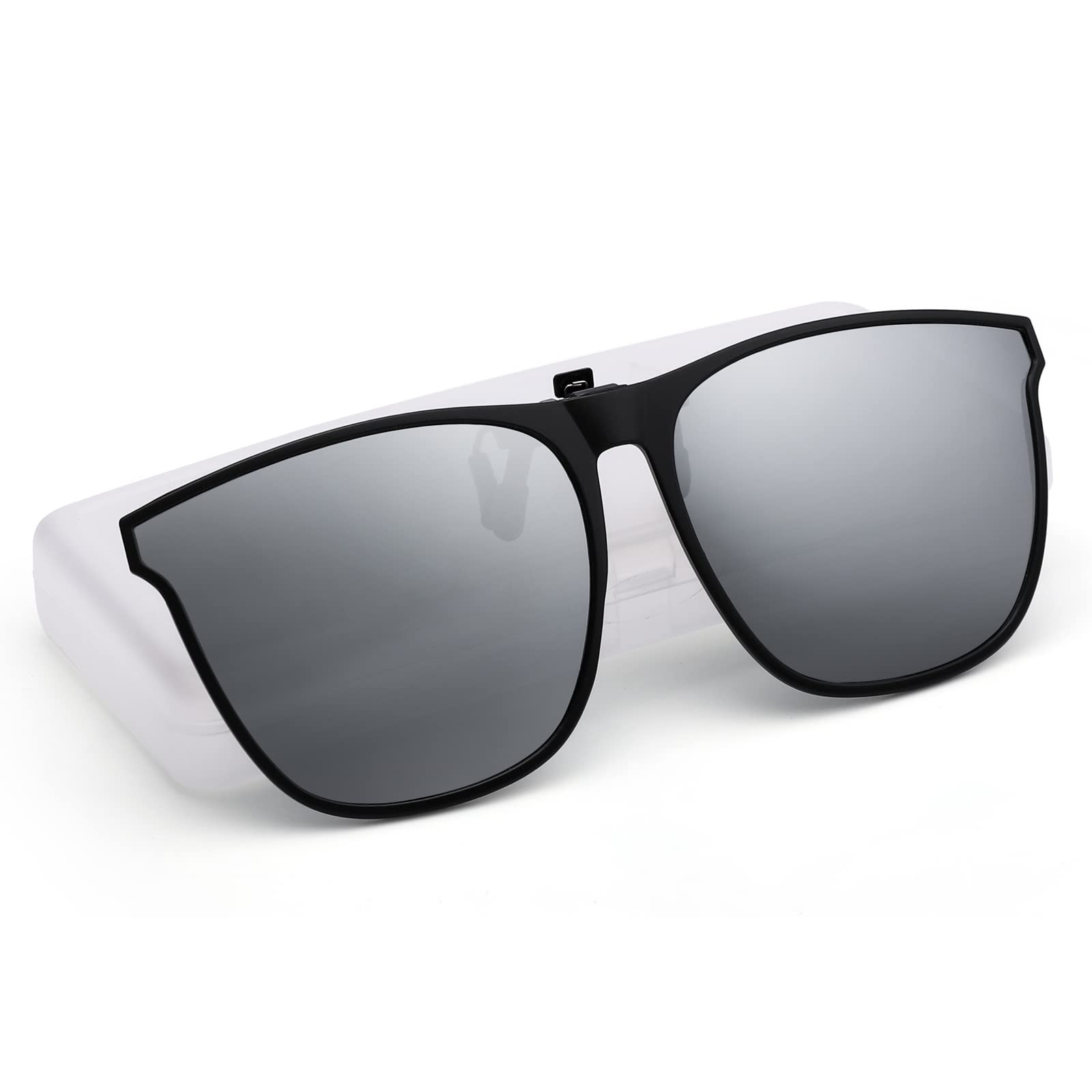 Polarized Clip on Sunglasses over Prescription Glasses Flip up Clip-on for Me...