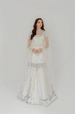 Exclusive Designer White Faux Georgette Kurta Palazzo With Dupatta For Women