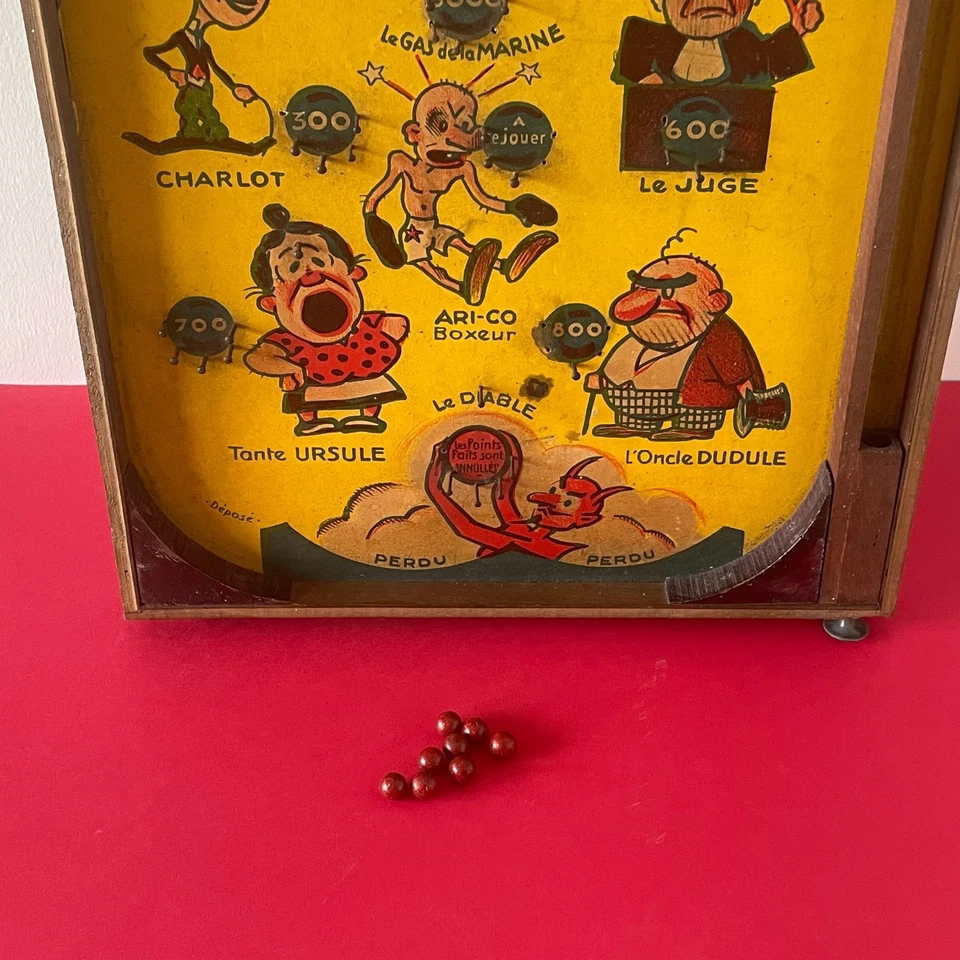 JOUET JEU ANCIEN - FLIPPER DE TABLE "ROUL ' BILLES" - URANUS PARIS - 70 CM - Photo 4/4