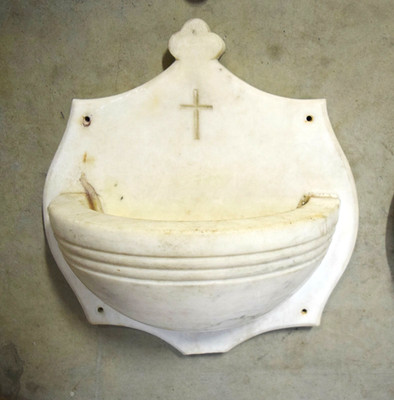 Vintage 100 Year Old Marble Wall Mounted Holy Water Font (CU360)
