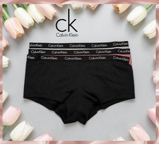 Calvin Klein Women's Ribbed Cotton Boyshorts, Logo Waistband, 3 Pack Size Medium