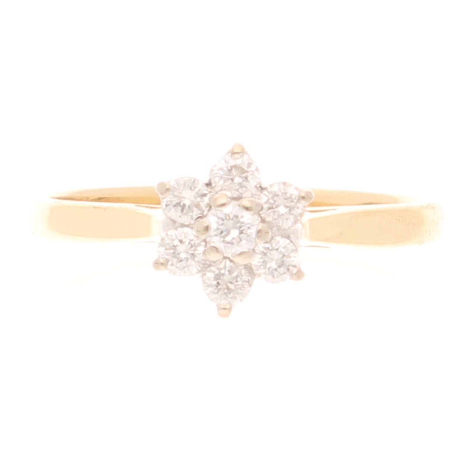18Carat Yellow Gold 0.33ct Diamond Daisy Cluster Ring (Size N 1/2) 7x7.5mm