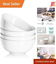 22 OZ Ceramic Bowls Set of 4 Microwave Safe Dishwasher Safe Durable Kitchen