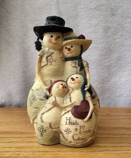 Birch House Christmas Snowman "Love Holds a Family Close" Figurine