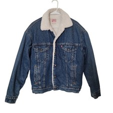 Vintage 90s Levi's Denim Trucker Jacket Sherpa Lined Jean Jacket Winter Medium