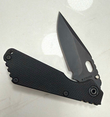 Strider PT PD#1 Drop Point Plain Edge Frame Lock Titanium Handle Gray/Black