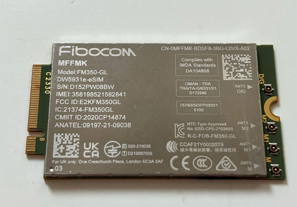 DELL LATITUDE 9440 2-IN-1 WWAN 5G ESIM WIRELESS CARD MFFMK 0MFFMK TESTED M105 - Image 1 of 1