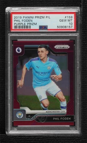 2019-20 Panini Prizm Premier League Purple /99 Phil Foden #159 PSA 10 GEM MT