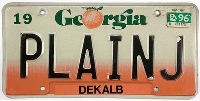 Vintage Georgia Vanity Personalized License Plate Sign Plain Jane Jay Jason Jack